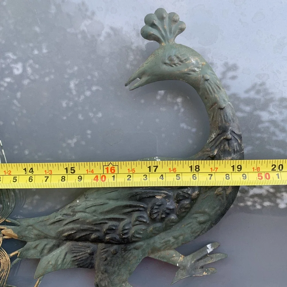 Vintage Metal Peacock Wall Art Sculpture Pair Gold/Green Large Mid Century Décor